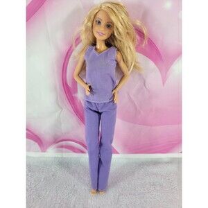 Barbie Doll Nurse Blonde Scrubs Blue Eye Stocking Stuffer Purple 2013 1186 M.J 1